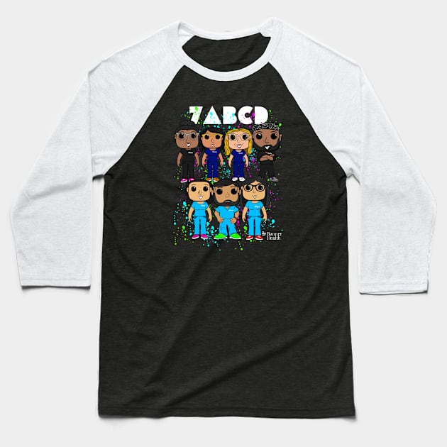 7ABCD NIGHT SHIFT Baseball T-Shirt by Julio’s Weird Designs